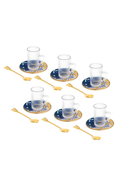 Bosphorus Glass 18-piece Turkish glass tea set in modern colors