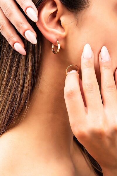 Altınaşkı Gizli Kilit Halka Altın Küpe