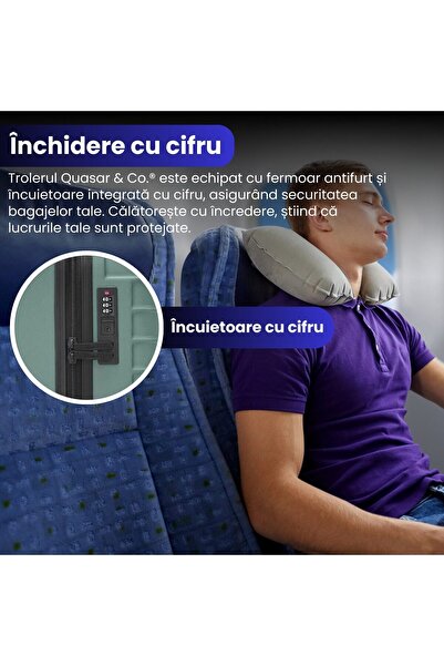 Quasar & Co. Line cabin trolley, 40x30x20cm, hand luggage trolley, cabin suitcase 4 wheels 360°, code, ABS, Turquoise