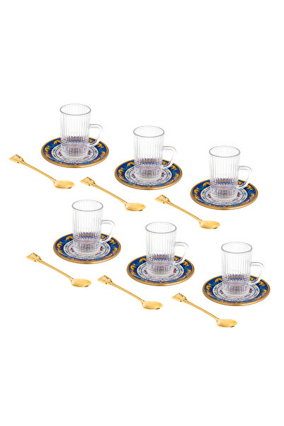 Bosphorus Glass 18-piece Turkish glass tea set in modern colors