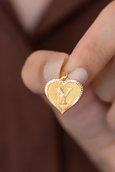 Bayar Gold 14 Ayar Altın Y Harf Kalp Kolye Ucu