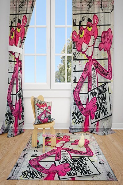 dekomingo 2-крилаті рожеві завіси з малюнком рожевого пантера для дитячої кім...