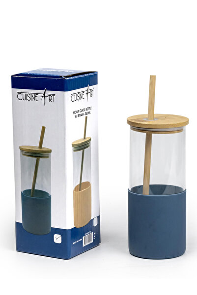 Cuisine Art By Styli Glass Tumbler Water Bottle with Straw BPA Free, Transparent