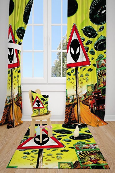 dekomingo Aliena Дитяча кімната - Космічна табличка, завіса, 2 крила