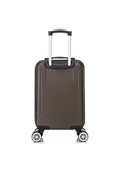 Quasar & Co. Smart cabin trolley, 55x37x20cm, hand luggage trolley, cabin suitcase, 4 double wheels, ABS, Dark Coffee