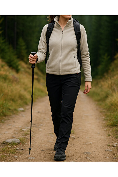 Ysf WorkWear İş Market Women's Water & Windproof Winter Self-Fleece Softshell Outdoor Trekking Pants – Black