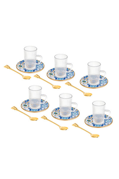 Bosphorus Glass 18-piece Turkish glass tea set in modern colors