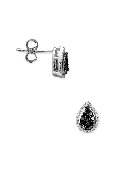 Ariş Siyah Pırlanta Effect Damla Küpe