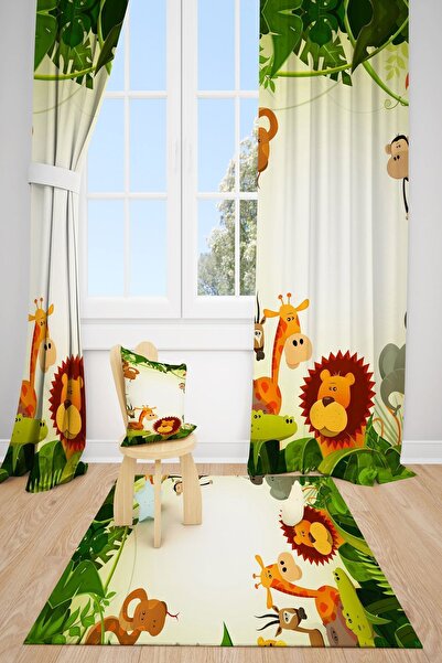 dekomingo ستارة خلفية لغرفة الأطفال بحيوانات استوائية بجناحين