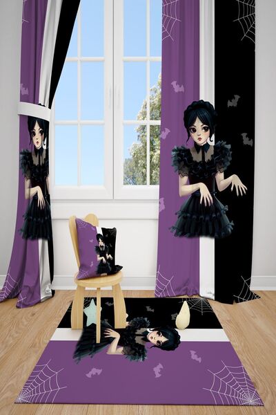 dekomingo Violet Negru Wednesday Addams CAMERA BEBEȘILOR ȘI COPIILOR FON 2 ARIPI