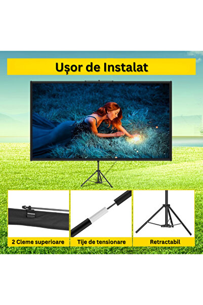 Velixo 80 inch Tripod Projection Screen, 4K Ultra HD, 16:9, Adjustable 200-250 cm,160° Angle,Aluminum Stand