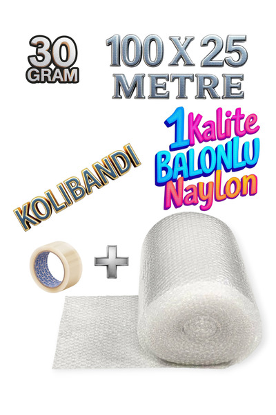 HBNC ( 30 Gr ) 100 cm X 25 metre Balonlu Naylon Eşya Sarma Koruma Naylonu Pat...