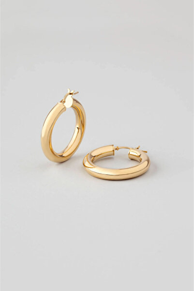 So CHIC... Klasik 18 Ayar Sarı Altın Kaplama Gümüş Halka Küpe