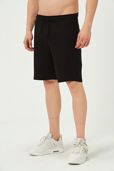 1434 Polo State Black Regular Fit Men's Crinkle Shorts