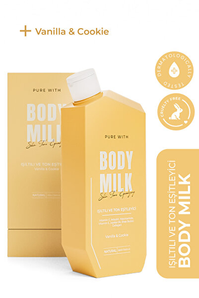 Pure With Shea Özlü Vanilya Kokulu Işıltılı Vücut Sütü 250 ML – Ton Eşitleyic...