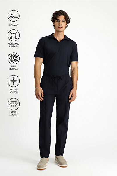 Kiğılı Techno-Line Super Slim Fit Extra Slim Fit Lycra Elastic Waist Drawstring Classic Fabric Pants