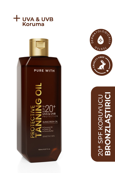 Pure With 20 SPF Korumalı Tanning Oil Nemlendirici Besleyici Yoğun Bronzlaştı...