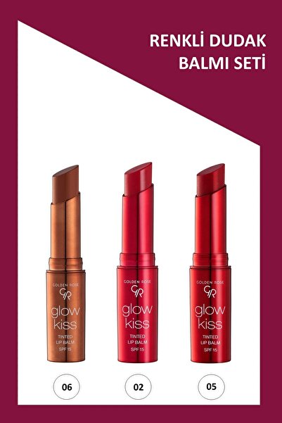 Golden Rose Glow Kiss No: 06 - No: 02- No: 05 Renkli Dudak Nemlendirici Seti