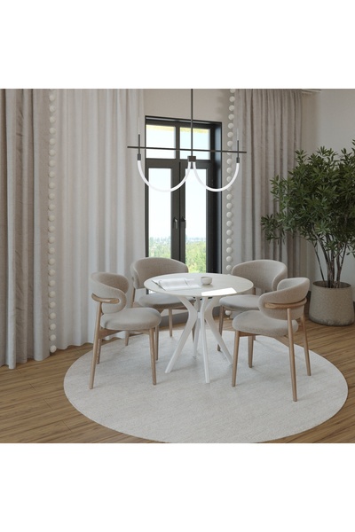 PLASMOB 90x90cm Yuvarlak Masa(Sadece Masa) Traverten Mutfak Masası-Balkon Masası Pera Model