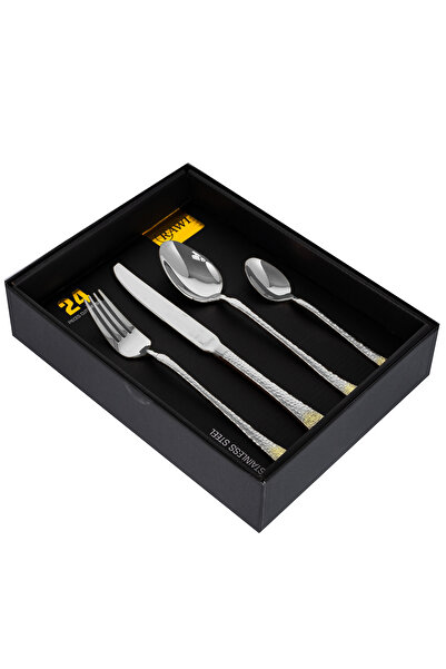Trendy's 24-piece cutlery set with pattern, stainless steel, for 6 people, RAWI-24GF