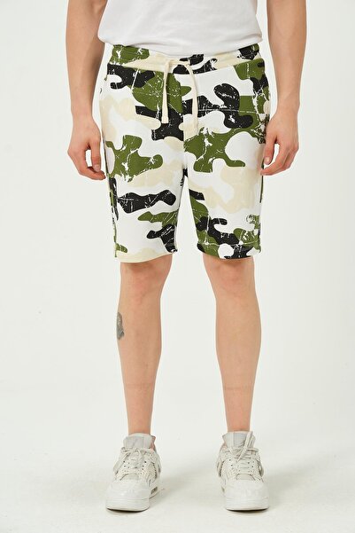 1434 Polo State Πράσινο ανδρικό σορτς - κανονική εφαρμογή, μοτίβο παραλλαγής,...