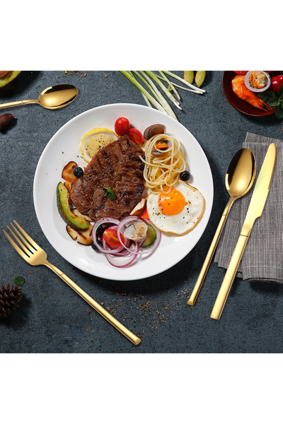Trendy's Set 24 tacamuri din inox, 6 persoane, TRENDY'S, gold