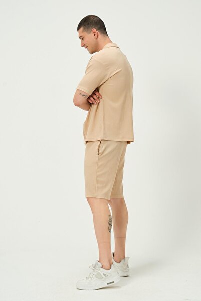 1434 Polo State Μπεζ Χρώμα Ανδρικό σορτς Crinkle Fabric Regular Fit