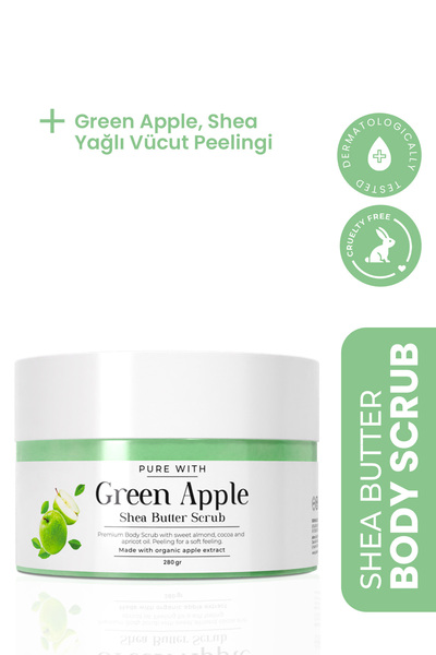 Pure With Yeşil Elma Shea Butter Scrub Besleyici Arındırıcı ve Yenileyici Vüc...