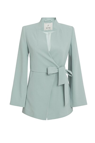 Setre Mint Slim Fit Sleeve Detailed Waist Tie Detailed Jacket