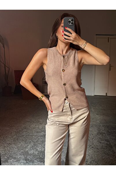 Gallogi GOLD Düğmeli Triko Çelik Örgü Yelek