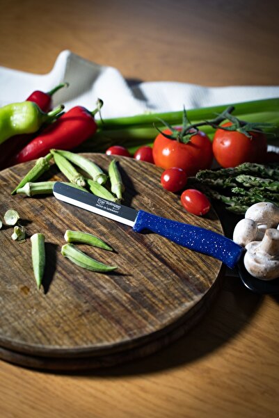 Solingen Mavi Simli Ava Bıçak – 22 cm, Tırtıklı Ağız, Paslanmaz Alman Çeliği