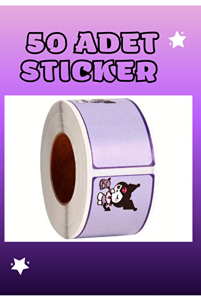 The Cloudish Shop 50 ADET Sanrio Kuromi Okul İsim Etiketi sticker lila 2,5X4,...