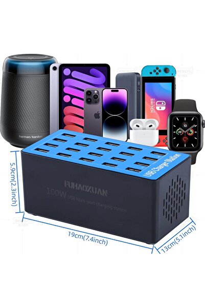 Generic USB Charging Station, 100W 20-Port Multi Device Charger with Intelligent Safety Features