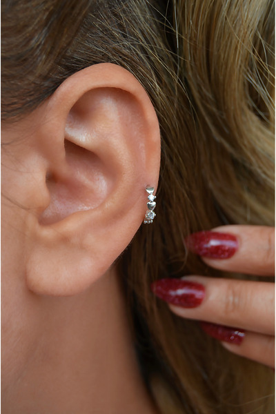 Sacce Scarves&Accessories Mini Kalpli Ince Halka Tragus Piercing Helix Kıkırdak Gümüş Renk