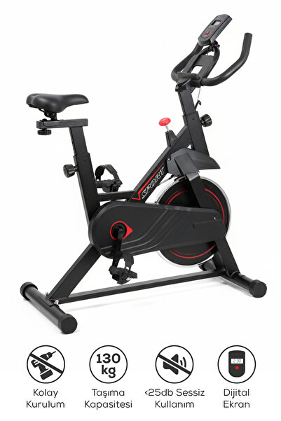 ALFAGİFT Dijital Ekranlı Sessiz Spinning Kondisyon Bisikleti 130 Kg Taşıma Ka...
