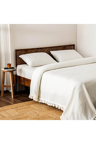 Ecocotton Alessa Çift Kişilik Pike Takımı %100 Organik Pamuk Krem 220x240 Cm