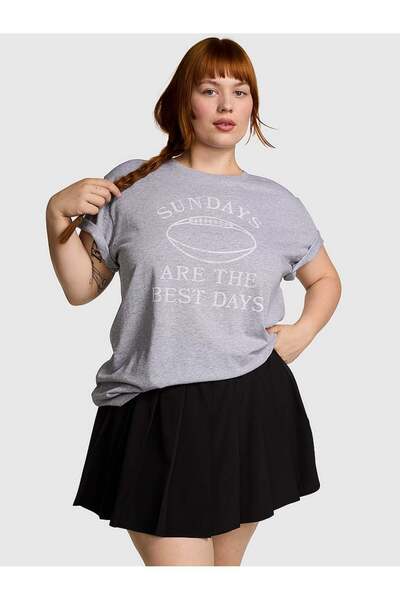 PINK Oversize Kısa Kollu Kampüs Tişört