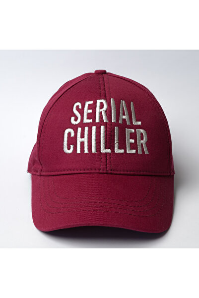 Nome Studio قبعة مطرزة باللون العنابي مع قماش قطني وقبعة مطرزة باللون الأبيض،...