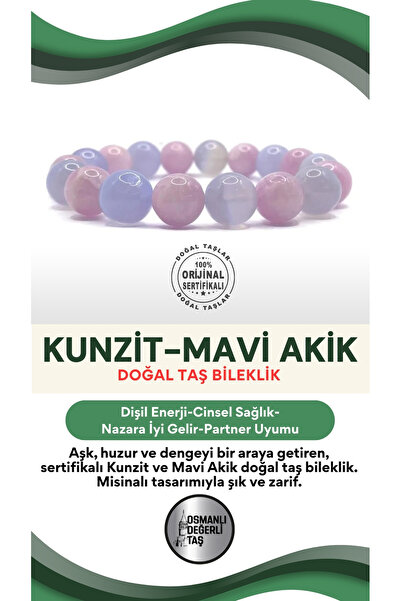 OSMANLI DEĞERLİ TAŞ Sertifikalı Hakiki Orijinal Kunzit - Mavi Akik Doğal Taş ...