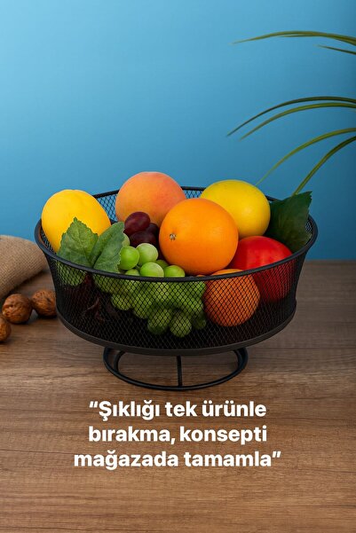 VENON Nazlı Siyah Meyvelik Sebzelik Metal Sepet Çok Amaçlı Kutu Banyo Mutfak Düzenleyici