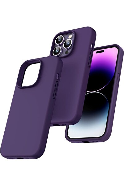 HyperAge غطاء سيليكون لهاتف iPhone 16 PRO مع كاميرا مخملية داخلية، إصدار مطور، لون بنفسجي غامق