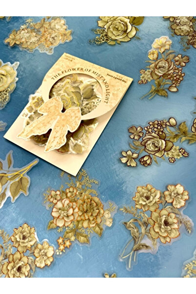 Kağıt Gemi Dükkan Holografik Efektli Yaldızlı 20 Adet Gül Çİçeği Desenli Yeşi...