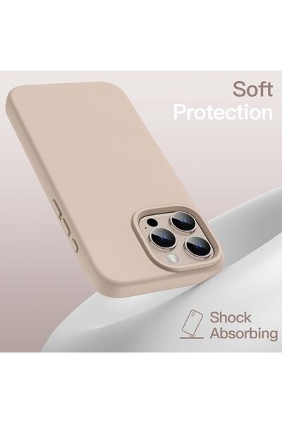 HyperAge iPhone 16 Pro Case Velvet Inside Camera Raised Launch Silicone Cover Desert Titanium