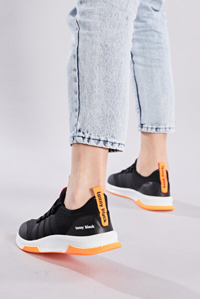 Tonny Black Unisex Black Orange Sports Shoes Tbqnt