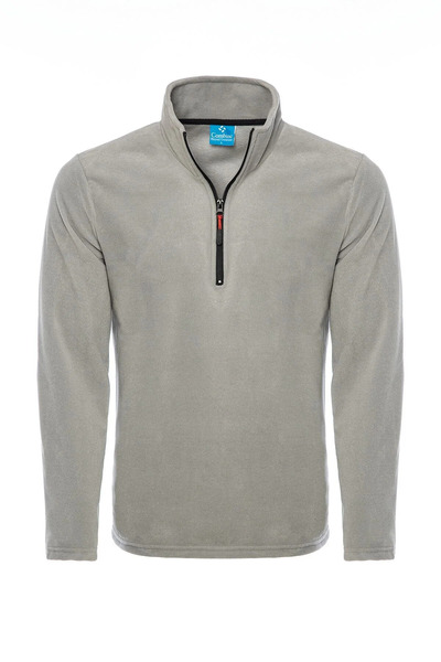 COMBİNE MİCHAİL Men's Basic Half Zipper Stand Collar Polar Gray