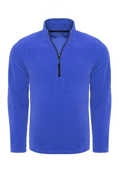 COMBİNE MİCHAİL Men's Stand Collar Fleece - Half Zipper Indigo