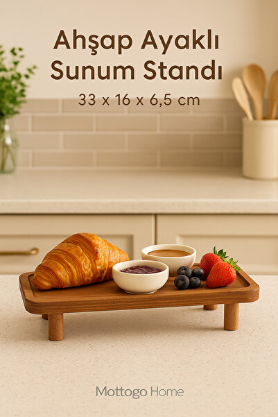 Mottogo Dikdörtgen Ahşap Yükseltici Stand - Sunumluk -33 x 16 x 6,5 cm