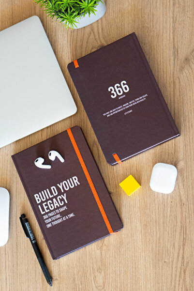 Be Online 366. مجموعة جون - دفتر يوميات بني - غلاف صلب مقاس A5 - مقاس 14x21 س...