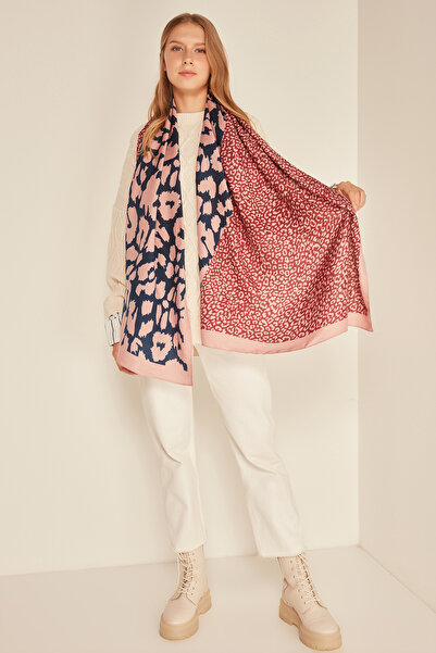 Axesoire 13955 Patchwork Leopard Patterned Pink Shawl