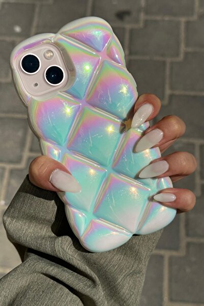 Vip Case iPhone 15  Uyumlu Kabartma Desenli 3D Darbe Emici Ultra Sağlam PUFY ...